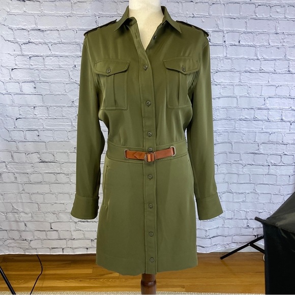 Rag & Bone Caroline Belted Long Sleeve Military Mini Dress - Picture 1 of 5